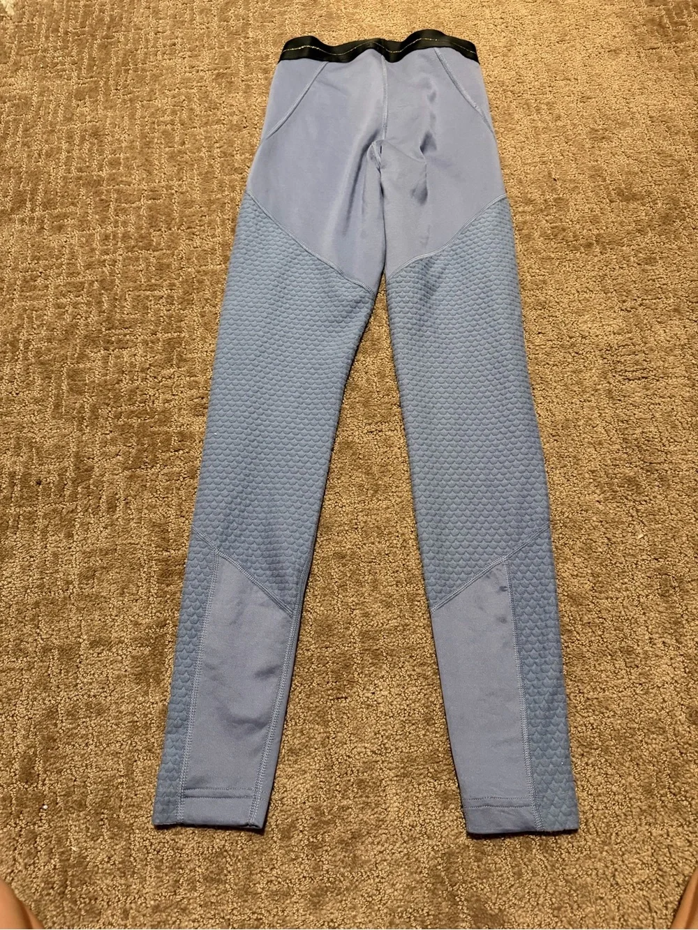 Nike Textured Performance Leggings – Periwinkle Blue & Gold Swoosh